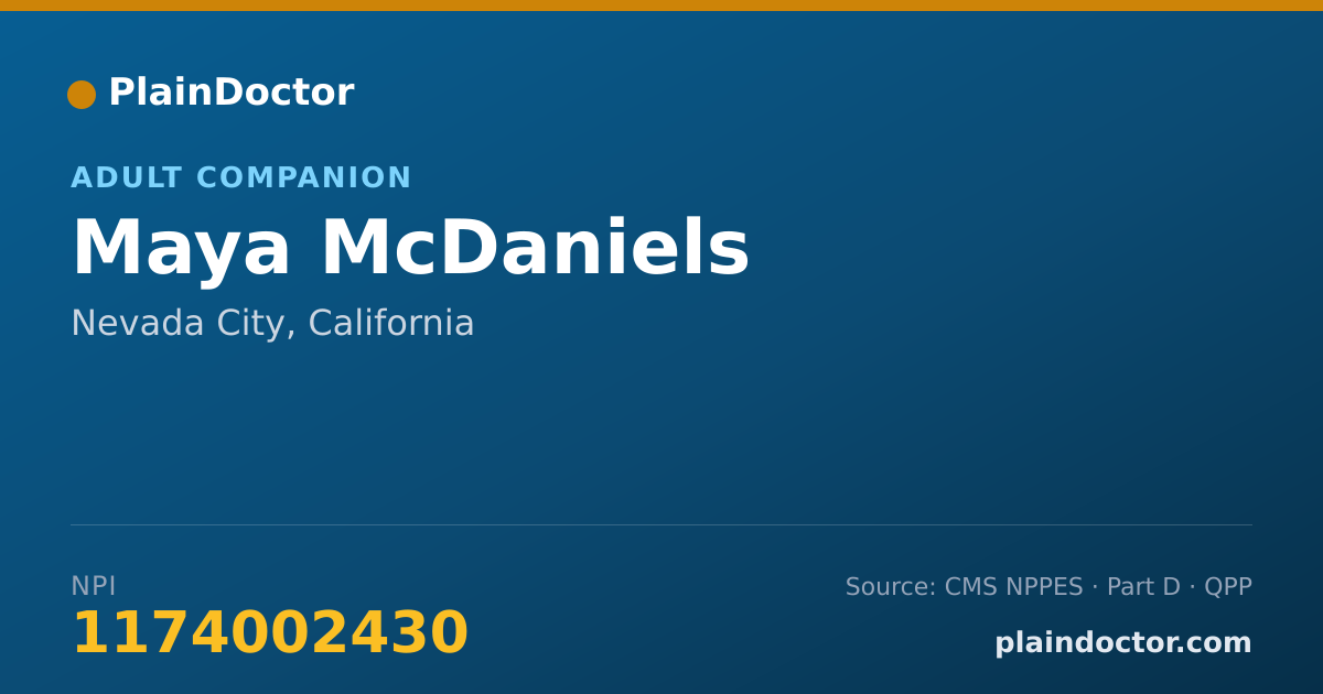 Shareable card for Maya McDaniels - Adult Companion, Nevada City, CA