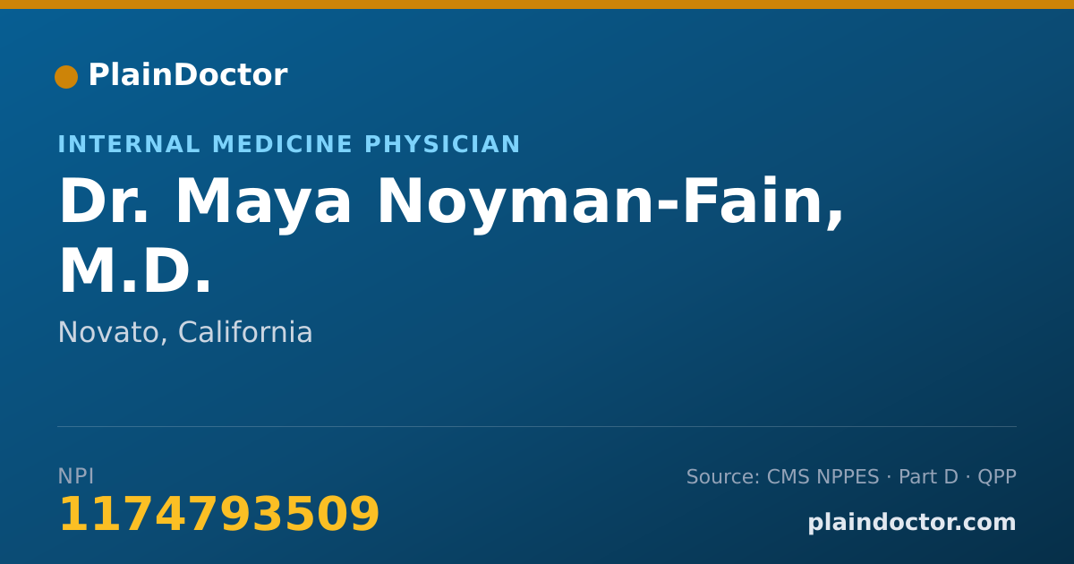 Shareable card for Maya Noyman-Fain, M.D. - Internal Medicine Physician, Novato, CA
