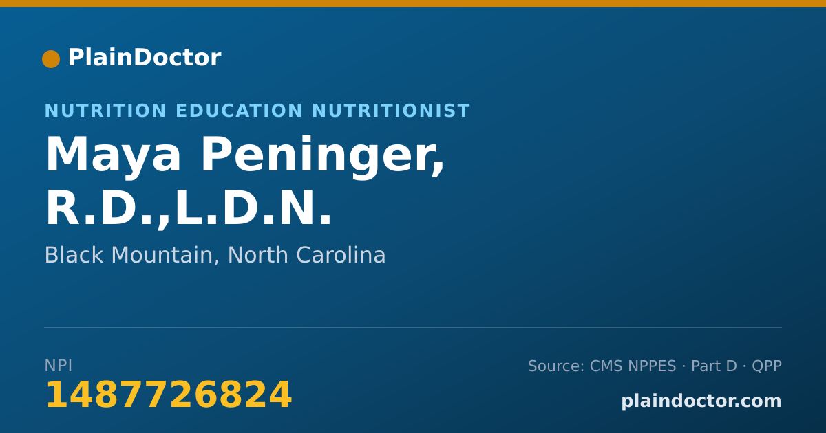 Shareable card for Maya Peninger, R.D.,L.D.N. - Nutrition Education Nutritionist, Black Mountain, NC