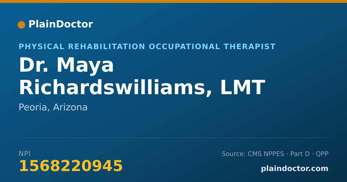 Shareable card for Maya Richardswilliams, LMT - Physical Rehabilitation Occupational Therapist, Peoria, AZ