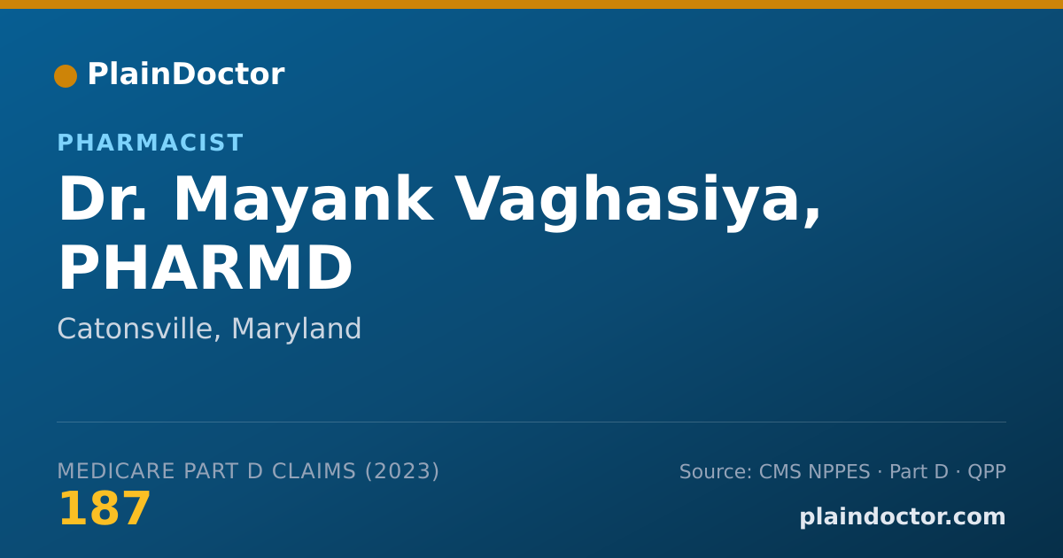 Shareable card for Mayank Vaghasiya, PHARMD - Pharmacist, Catonsville, MD