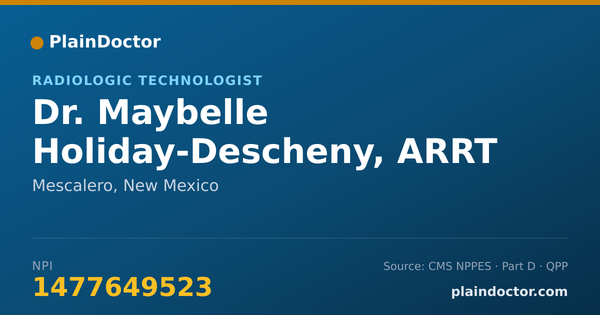 Shareable card for Maybelle Holiday-Descheny, ARRT RT - Radiologic Technologist, Mescalero, NM
