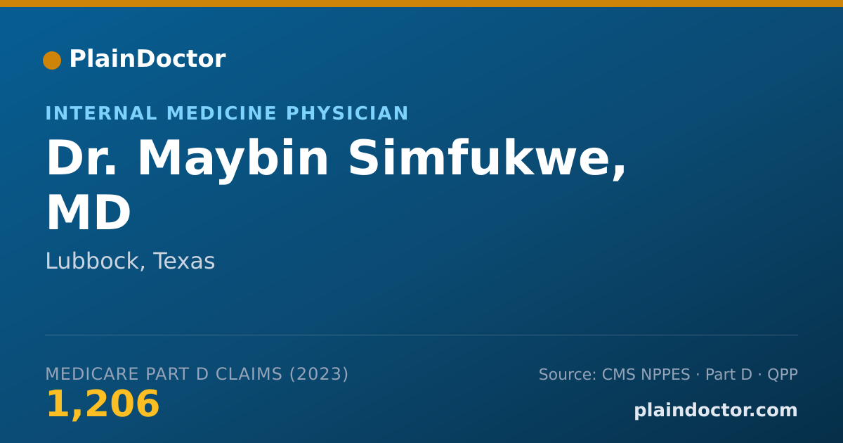 Shareable card for Maybin Simfukwe, MD - Internal Medicine Physician, Lubbock, TX