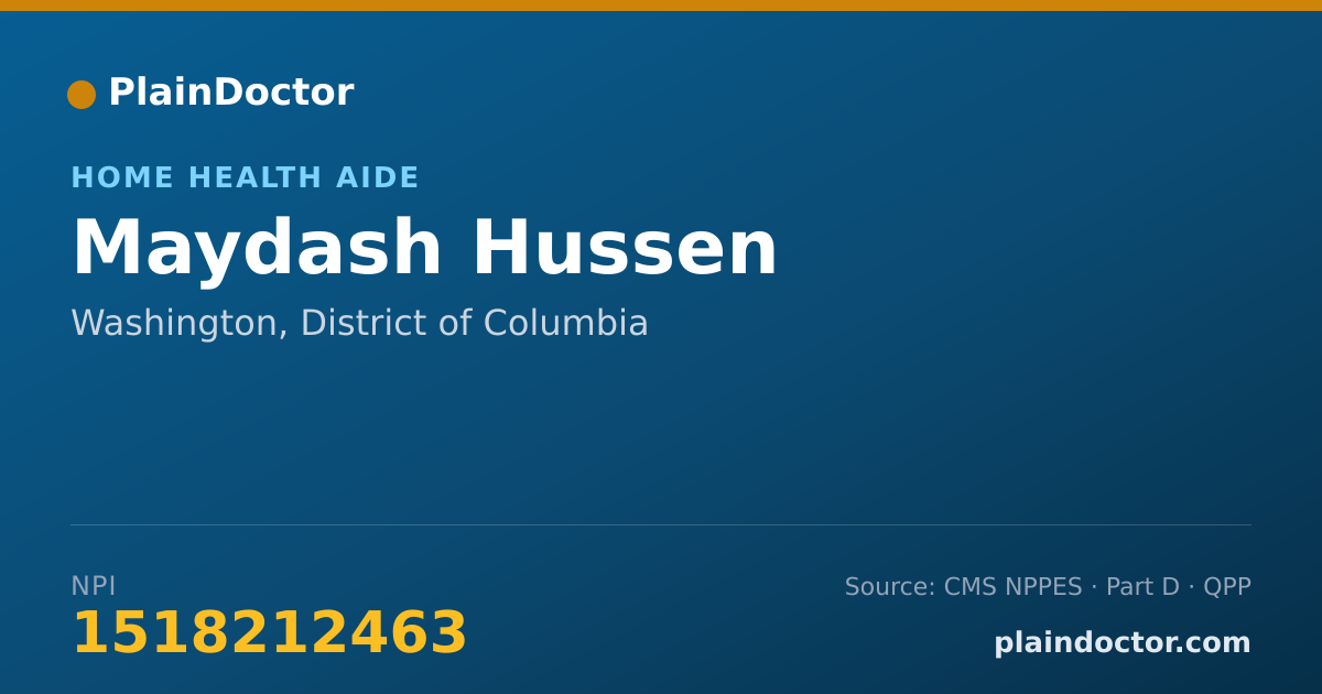 Shareable card for Maydash Hussen - Home Health Aide, Washington, DC