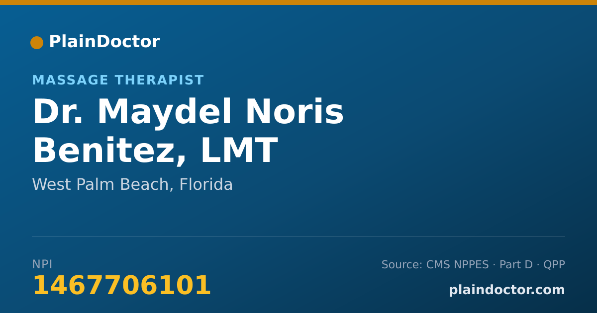 Shareable card for Maydel Noris Benitez, LMT - Massage Therapist, West Palm Beach, FL