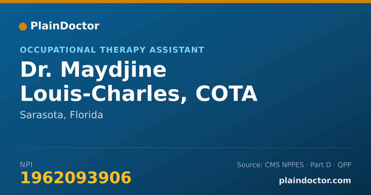 Shareable card for Maydjine Louis-Charles, COTA - Occupational Therapy Assistant, Sarasota, FL