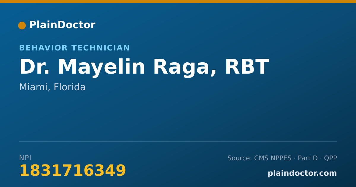 Shareable card for Mayelin Raga, RBT - Behavior Technician, Miami, FL