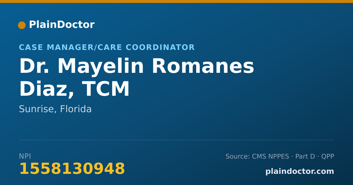 Shareable card for Mayelin Romanes Diaz, TCM - Case Manager/Care Coordinator, Sunrise, FL