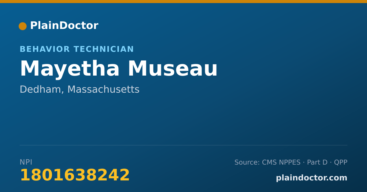 Shareable card for Mayetha Museau - Behavior Technician, Dedham, MA
