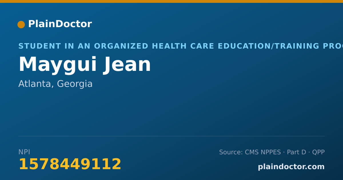Shareable card for Maygui Jean - Student in an Organized Health Care Education/Training Program, Atlanta, GA