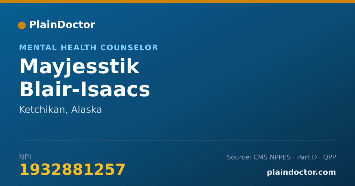 Shareable card for Mayjesstik Blair-Isaacs - Mental Health Counselor, Ketchikan, AK