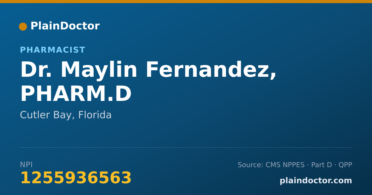 Shareable card for Maylin Fernandez, PHARM.D - Pharmacist, Cutler Bay, FL