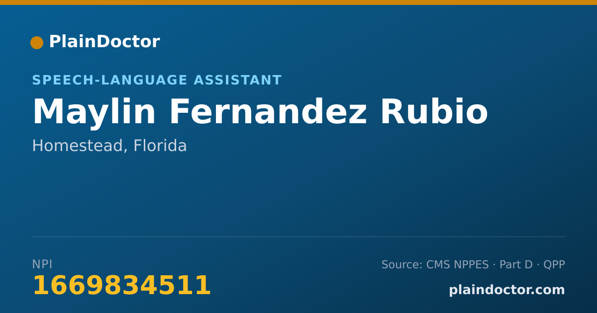 Shareable card for Maylin Fernandez Rubio - Speech-Language Assistant, Homestead, FL