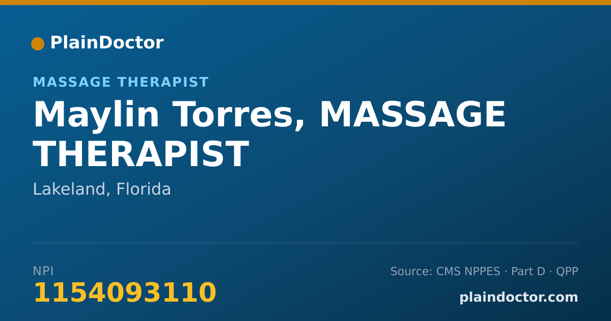 Shareable card for Maylin Torres, MASSAGE THERAPIST - Massage Therapist, Lakeland, FL
