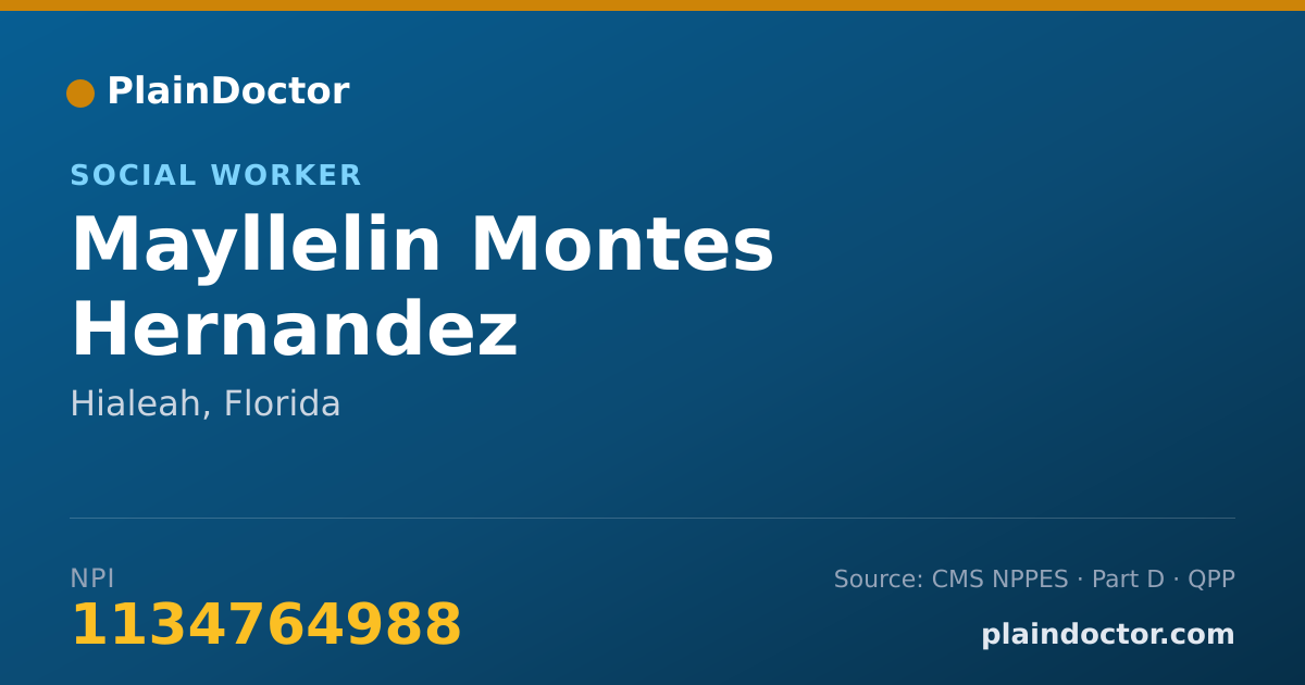 Shareable card for Mayllelin Montes Hernandez - Social Worker, Hialeah, FL