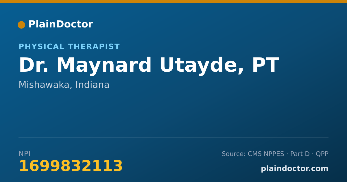 Shareable card for Maynard Utayde, PT - Physical Therapist, Mishawaka, IN