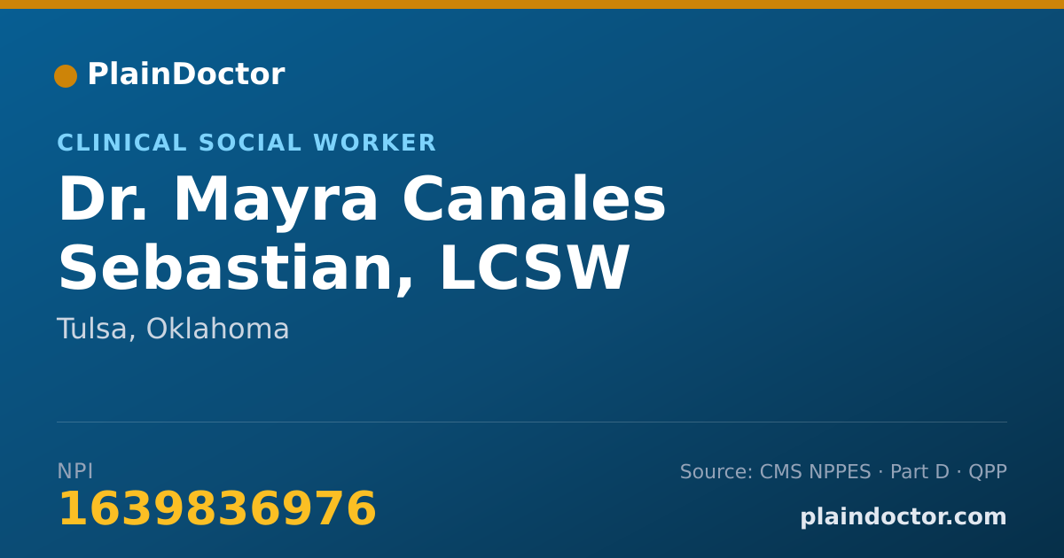 Shareable card for Mayra Canales Sebastian, LCSW - Clinical Social Worker, Tulsa, OK