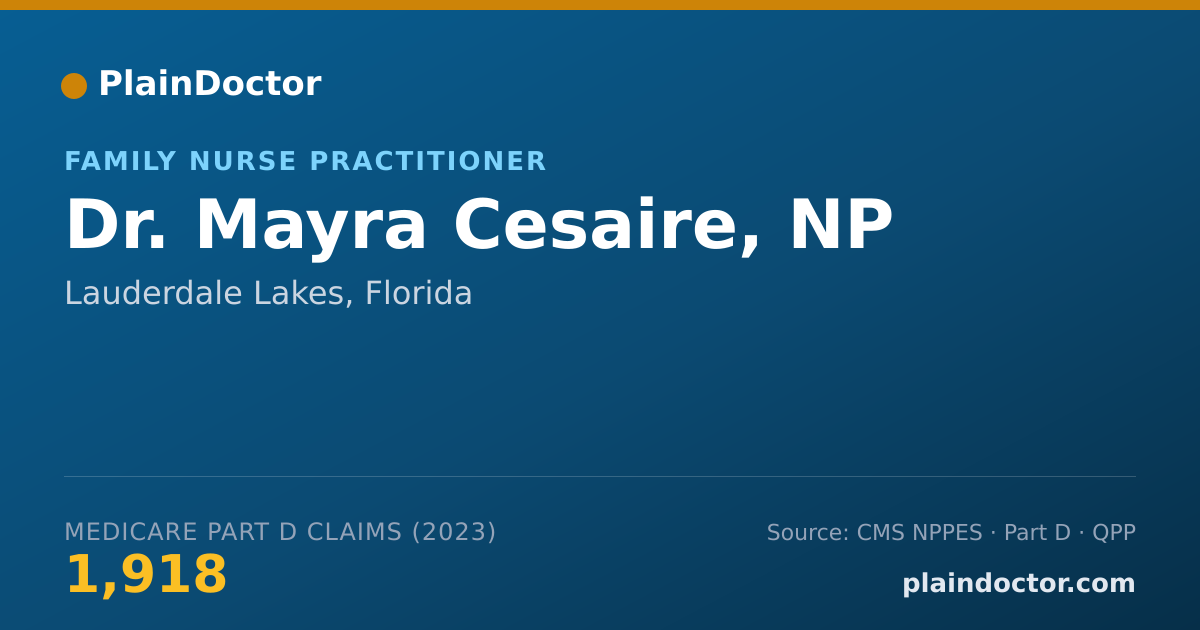 Shareable card for Mayra Cesaire, NP - Family Nurse Practitioner, Lauderdale Lakes, FL