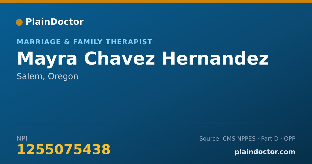 Shareable card for Mayra Chavez Hernandez - Marriage & Family Therapist, Salem, OR