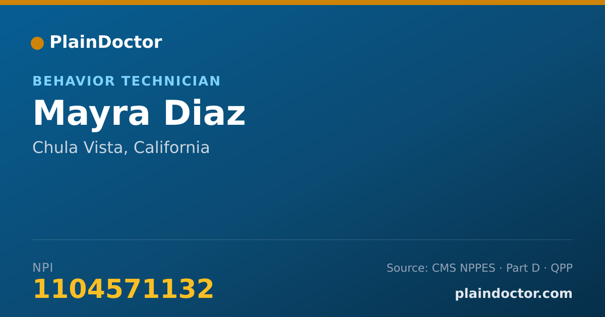 Shareable card for Mayra Diaz - Behavior Technician, Chula Vista, CA