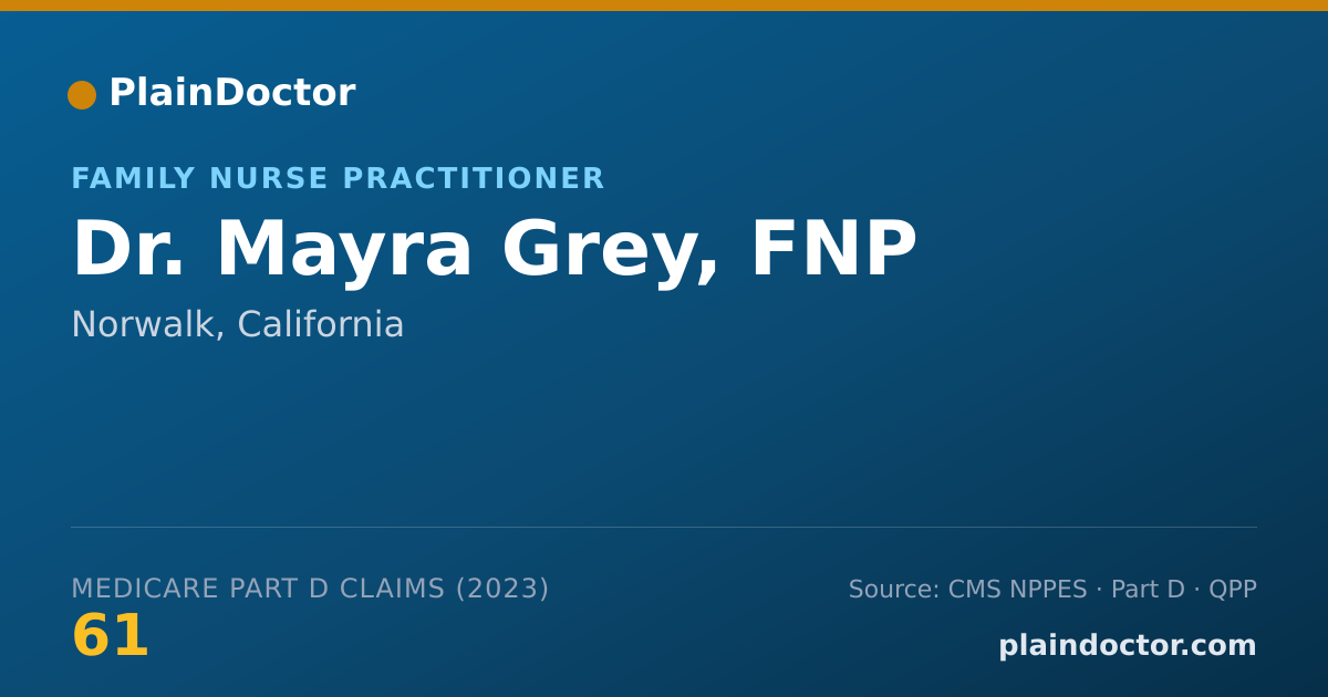 Shareable card for Mayra Grey, FNP - Family Nurse Practitioner, Norwalk, CA