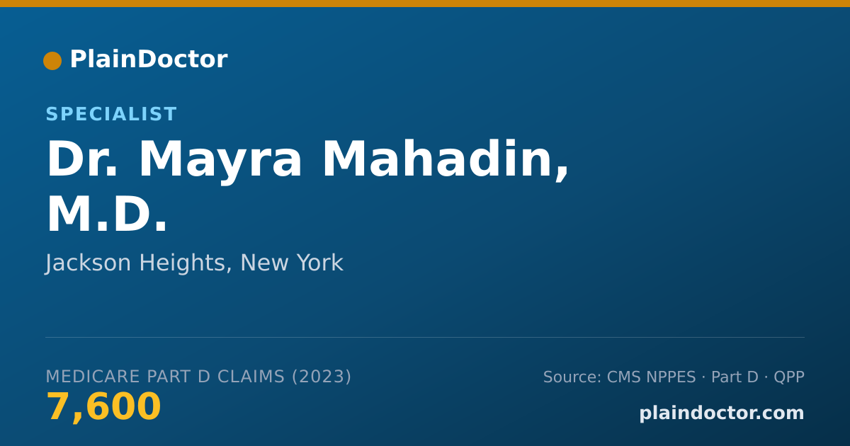 Shareable card for Mayra Mahadin, M.D. - Specialist, Jackson Heights, NY