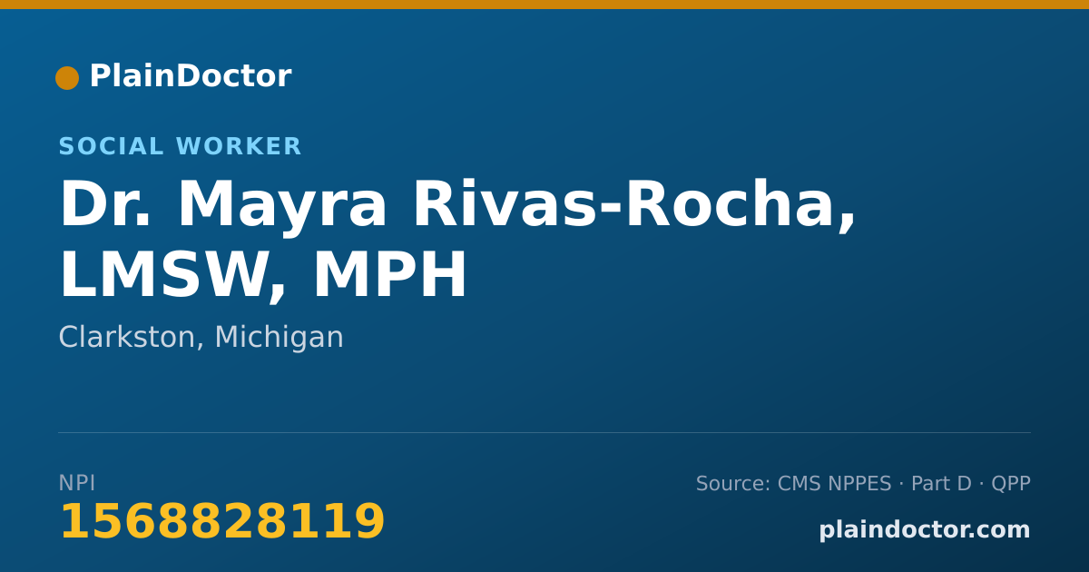 Shareable card for Mayra Rivas-Rocha, LMSW, MPH - Social Worker, Clarkston, MI