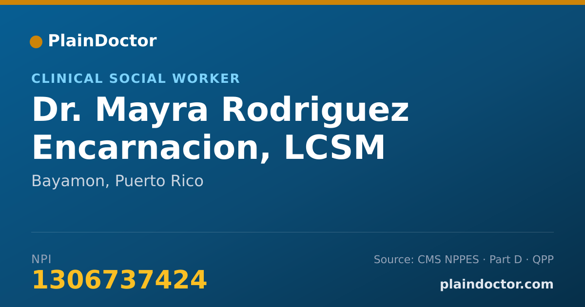 Shareable card for Mayra Rodriguez Encarnacion, LCSM - Clinical Social Worker, Bayamon, PR