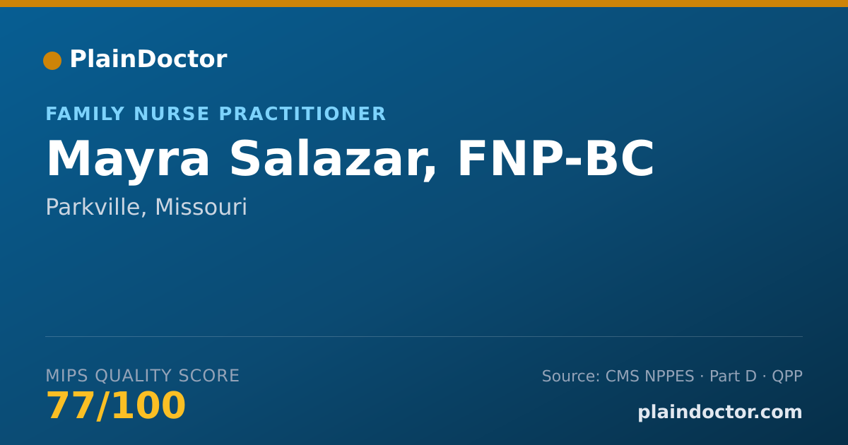 Shareable card for Mayra Salazar, FNP-BC - Family Nurse Practitioner, Parkville, MO
