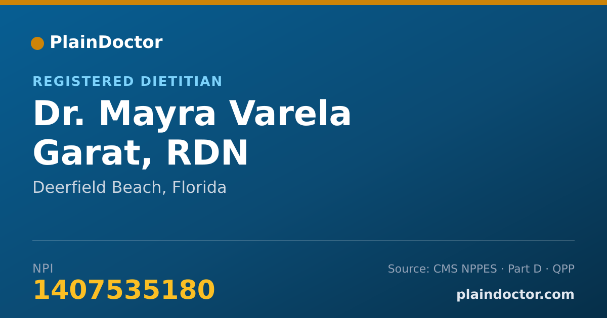 Shareable card for Mayra Varela Garat, RDN - Registered Dietitian, Deerfield Beach, FL