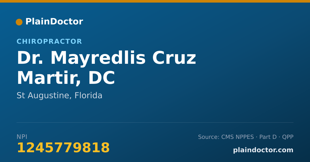 Shareable card for Mayredlis Cruz Martir, DC - Chiropractor, St Augustine, FL