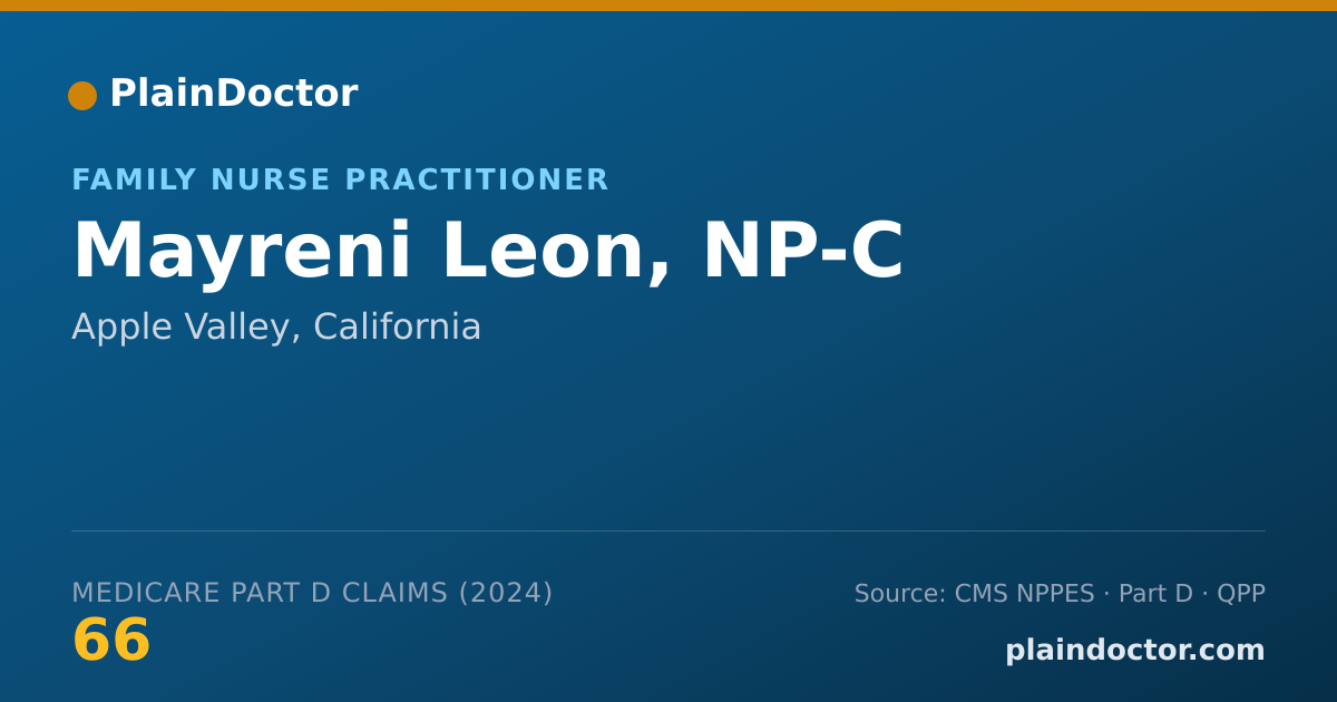Shareable card for Mayreni Leon, NP-C - Family Nurse Practitioner, Apple Valley, CA