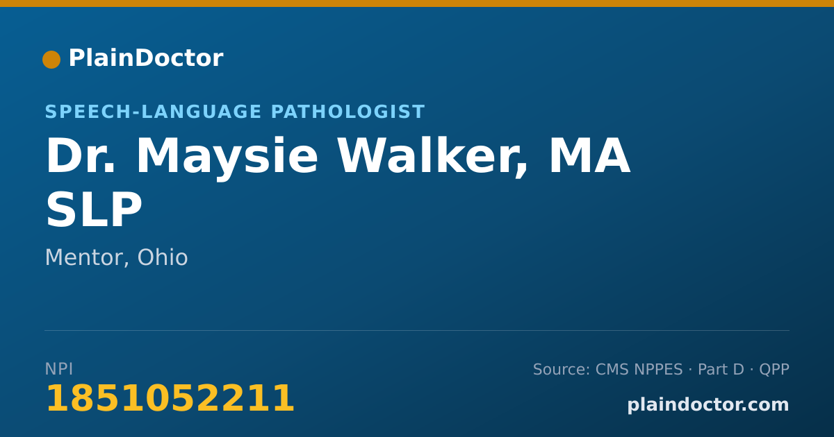 Shareable card for Maysie Walker, MA SLP - Speech-Language Pathologist, Mentor, OH