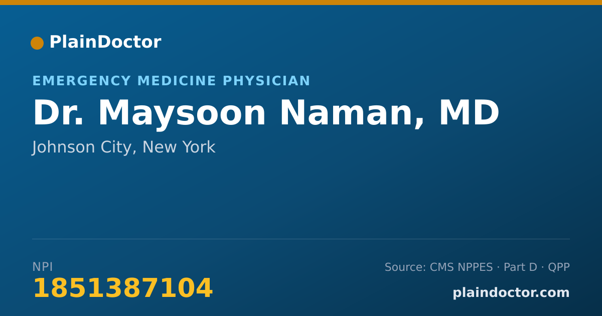 Shareable card for Maysoon Naman, MD - Emergency Medicine Physician, Johnson City, NY