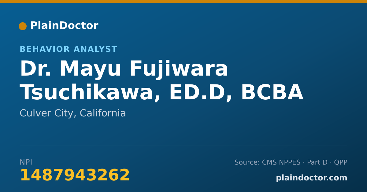 Shareable card for Mayu Fujiwara Tsuchikawa, ED.D, BCBA - Behavior Analyst, Culver City, CA