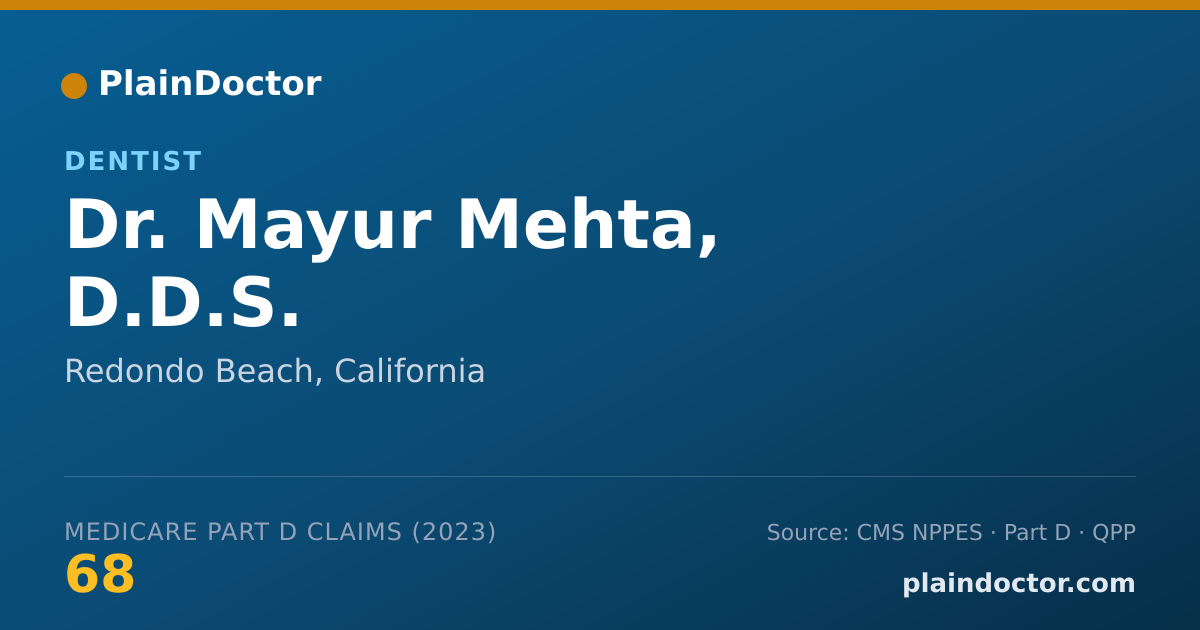 Shareable card for Mayur Mehta, D.D.S. - Dentist, Redondo Beach, CA