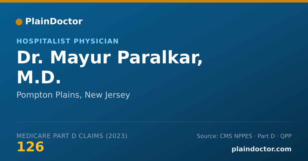 Shareable card for Mayur Paralkar, M.D. - Hospitalist Physician, Pompton Plains, NJ