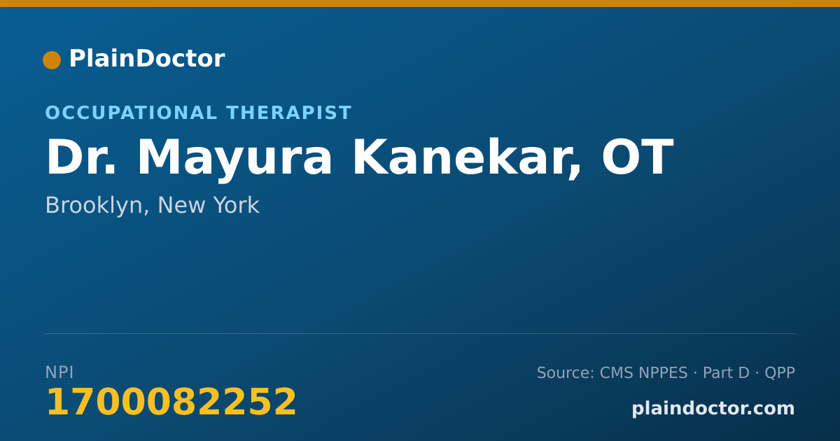Shareable card for Mayura Kanekar, OT - Occupational Therapist, Brooklyn, NY