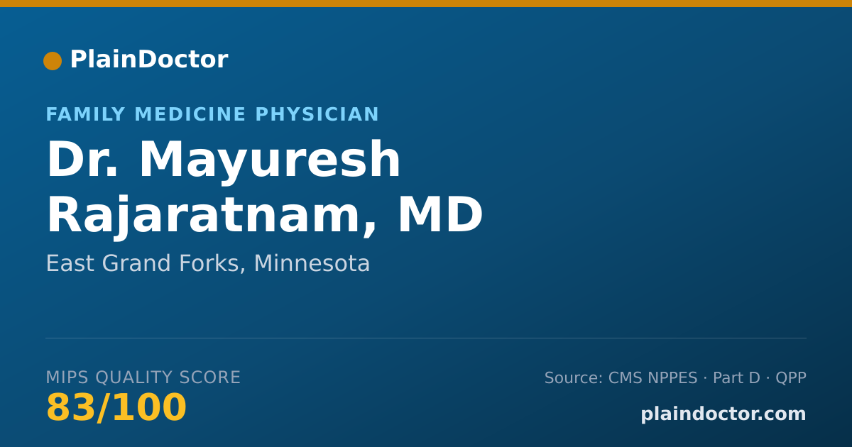 Shareable card for Mayuresh Rajaratnam, MD - Family Medicine Physician, East Grand Forks, MN