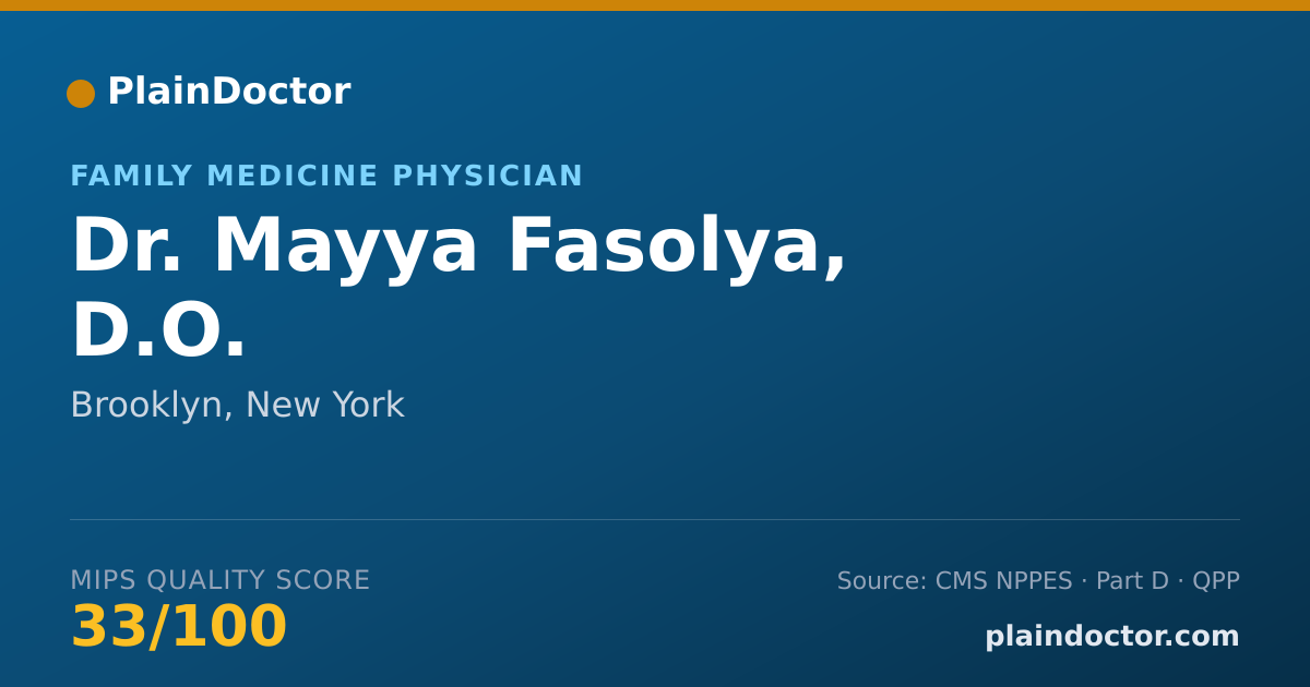 Shareable card for Mayya Fasolya, D.O. - Family Medicine Physician, Brooklyn, NY
