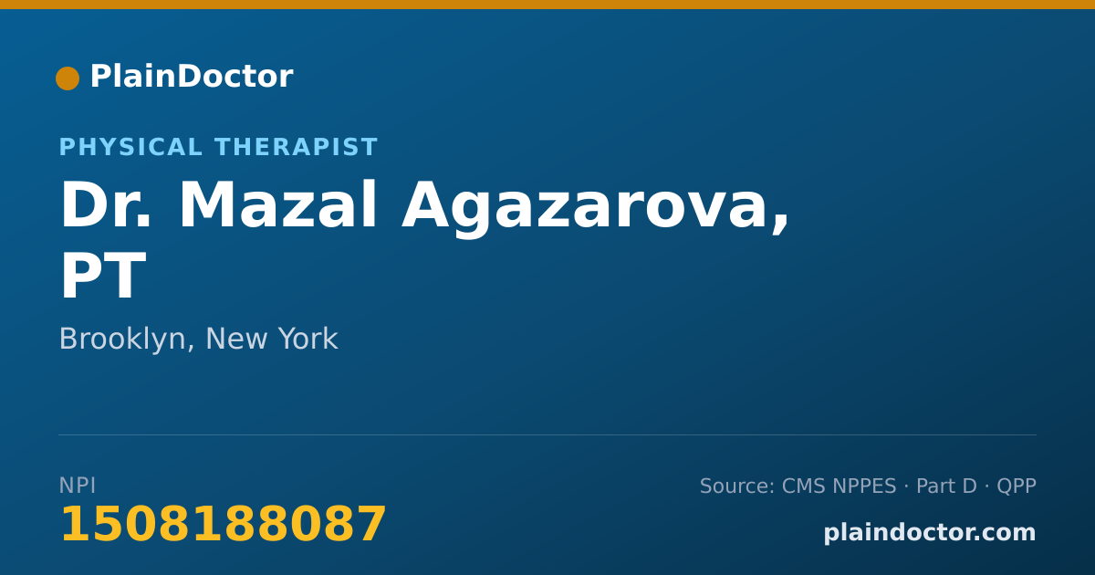 Shareable card for Mazal Agazarova, PT - Physical Therapist, Brooklyn, NY
