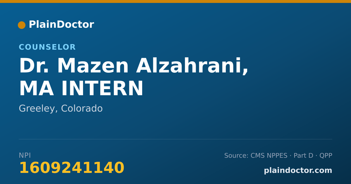 Shareable card for Mazen Alzahrani, MA INTERN - Counselor, Greeley, CO