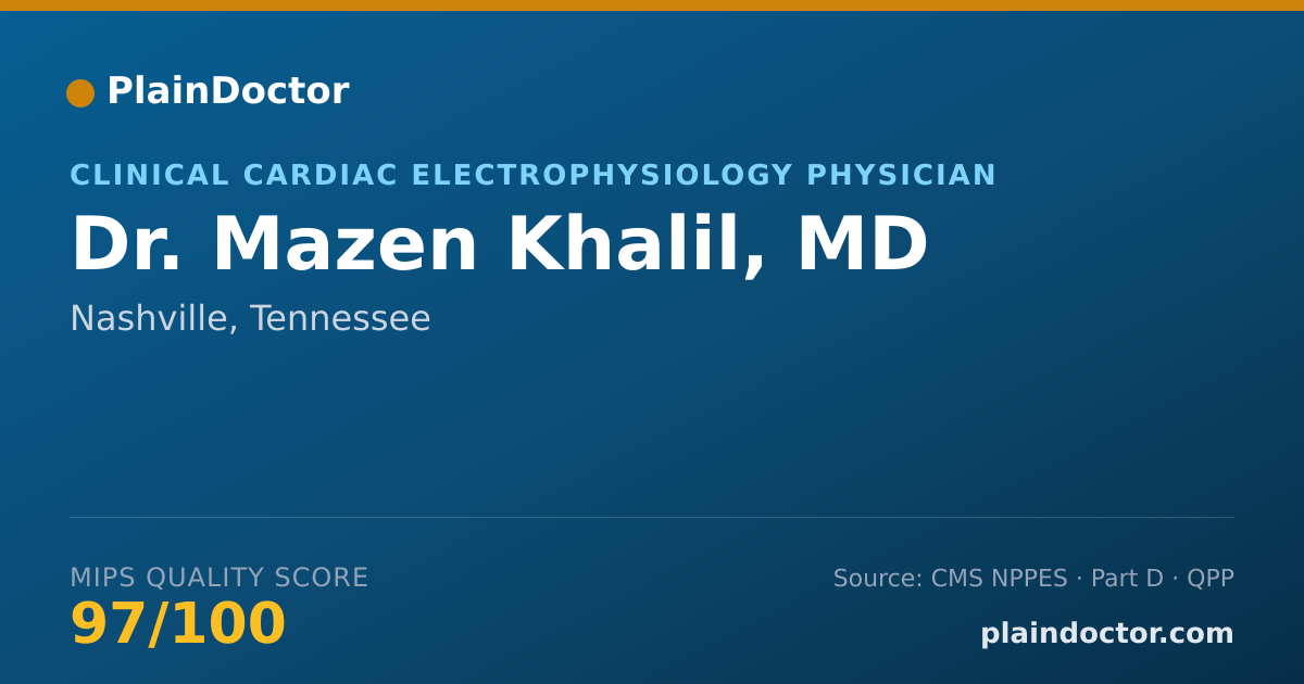 Shareable card for Mazen Khalil, MD - Clinical Cardiac Electrophysiology Physician, Nashville, TN