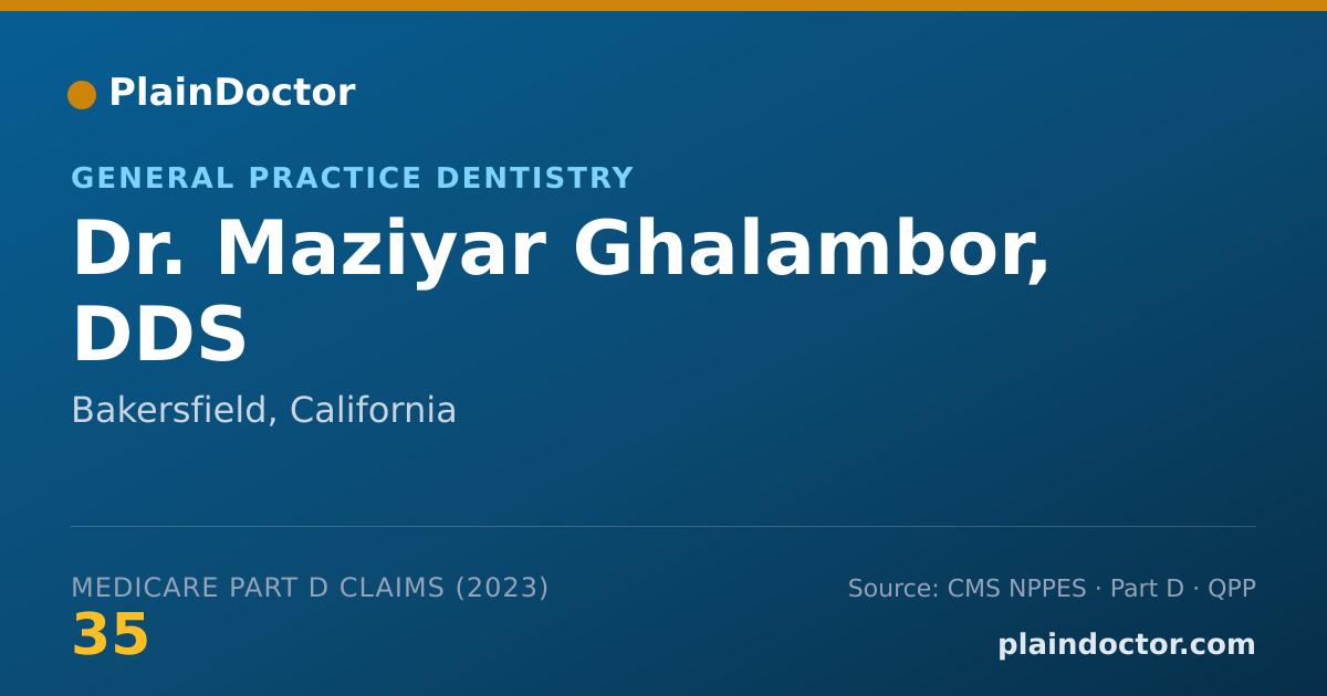 Shareable card for Maziyar Ghalambor, DDS - General Practice Dentistry, Bakersfield, CA