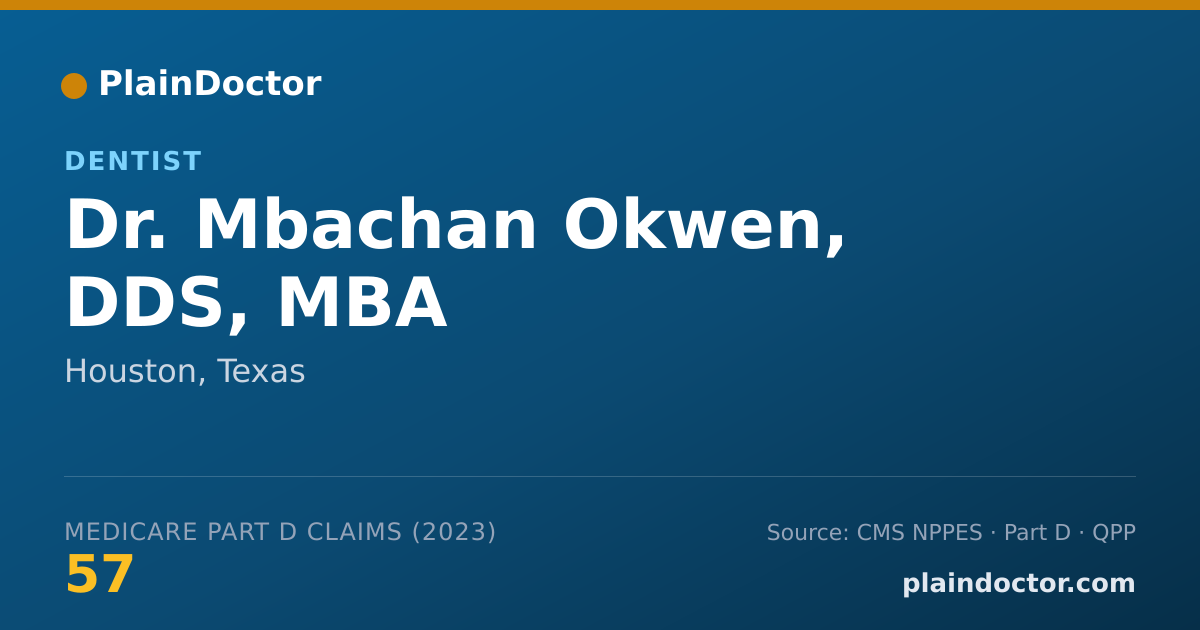 Shareable card for Mbachan Okwen, DDS, MBA - Dentist, Houston, TX