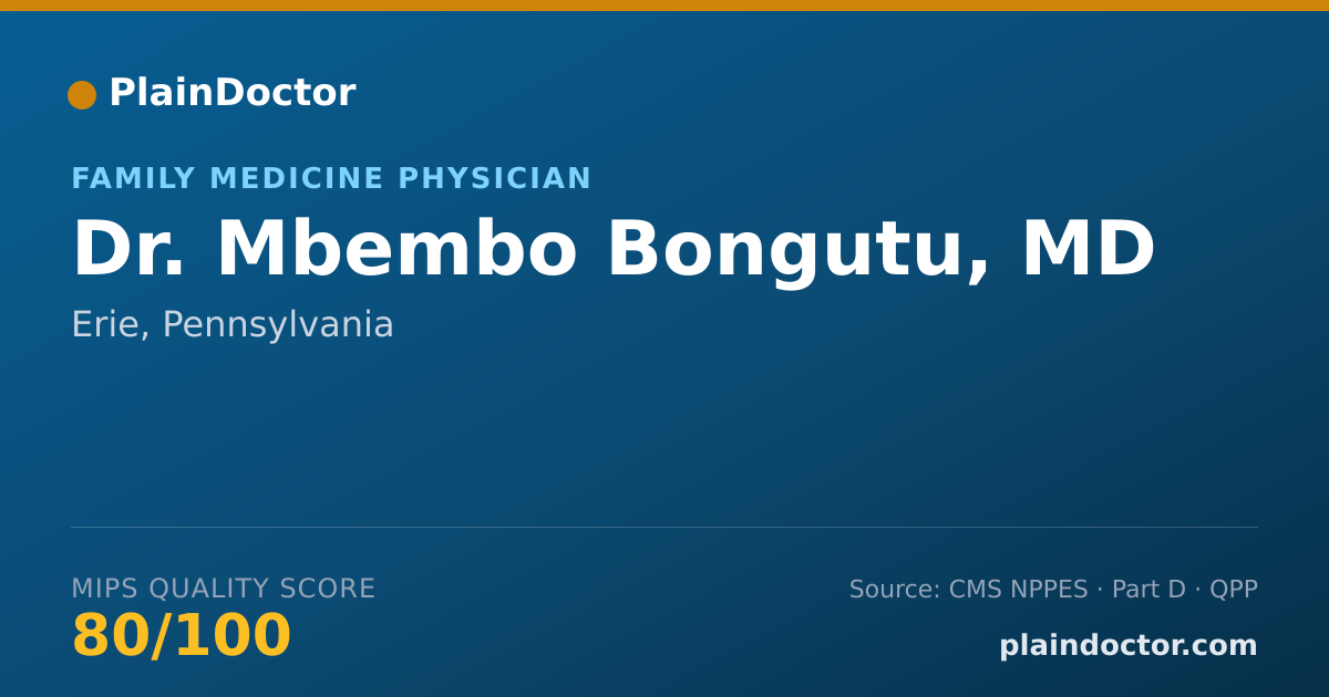 Shareable card for Mbembo Bongutu, MD - Family Medicine Physician, Erie, PA