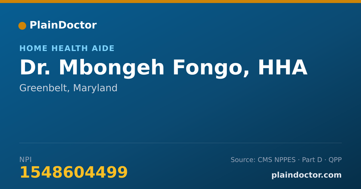 Shareable card for Mbongeh Fongo, HHA - Home Health Aide, Greenbelt, MD