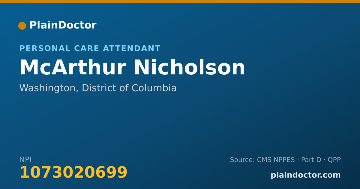 Shareable card for McArthur Nicholson - Personal Care Attendant, Washington, DC
