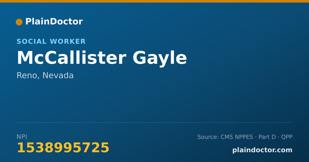 Shareable card for McCallister Gayle - Social Worker, Reno, NV