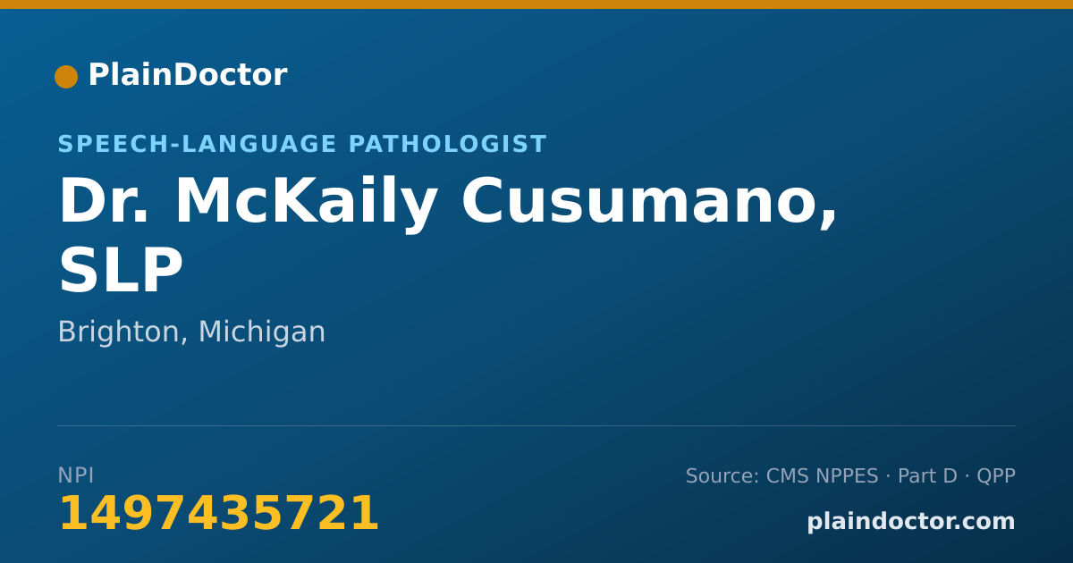 Shareable card for McKaily Cusumano, SLP - Speech-Language Pathologist, Brighton, MI
